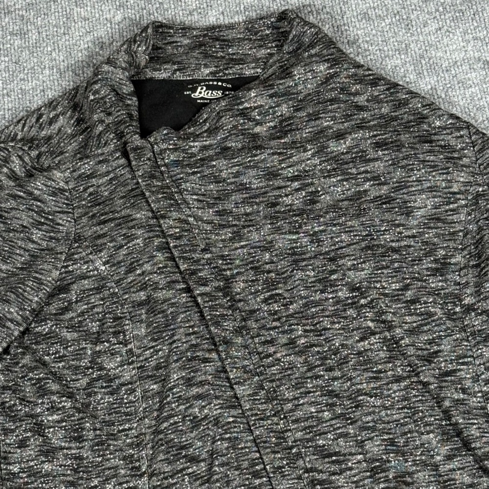 GH Bass Large Sweater Jacket Moto Asymetrical Heather Black Full Zip Pockets‎